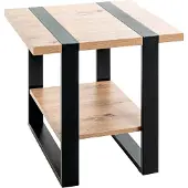 Haku Beistelltisch, quadratisch, Stahlrohr pulverbeschichtet, melaminharzbeschichtet, B 450 x T 450 x H 450 mm, schwarz/Eiche hell