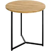 Haku Beistelltisch , Eiche, Massivholz, geölt, Stahlrohr-Gestell, Ø 500 x H 500 mm, schwarz