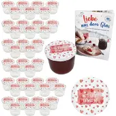 MamboCat 40er Set Sturzglas 230ml Einmachglas Mit Liebe gemacht Deckel DiamantZucker-Heft