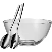 WMF Salatschüssel "Taverno", 3 tlg., aus Glas, inkl. Salatbesteck, stilvolles Design, spülmaschinengeeignet