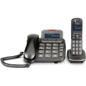 Emporia TH-21ABB, Analoges/DECT-Telefon, Drahtgebundenes & drahtloses Handgerät, Freisprecheinrichtung, 50 Eintragungen, Anrufer-Identifikation, Schwarz