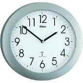 Mebus Funk-Wanduhr mit silbernem Rahmen und 25 cm Durchmesser / Farbe: Silber/Weiß / Modell 52451