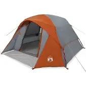 vidaXL Campingzelt 4 Personen Grau und Orange Wasserdicht