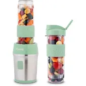 H.Koenig Mini Smoothie Maker, Blender elektrisch, Transportabel 570mL SMOO18 BPA-frei 300W, Smoothie Mixer 2 tragbar Flaschen, Pastellgrün