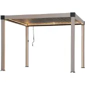 Sunjoy Aluminium Modulare Multi Lamellenpergola mit LED 3x3 MATTERHORN - 306cm x 306cm, eiche