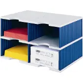 Styro Sortierstation styrodoc Jumbo, DIN C4, 2 Etagen/2-reihig/4 Fächer, blau