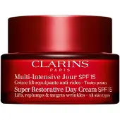 Clarins Super Restorative SPF 15, Tagescreme, Frauen, Reife Haut, Gesicht, Hals/Nacken, Anti-Aging, Anti-Falten, Anheben, Feuchtigkeitsspendend, Schutz, Glättend, 50+ Jahr(e)