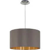Eglo Modern Textil MASERLO nickel-matt, Schirm CAPPUCCINO / GOLD, E27 max. 1X60W