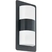 Eglo Außen-Wandlampe Cistierna, 2-flammige Außenleuchte, Wandleuchte aus Stahl und Kunststoff in Anthrazit, E27 Fassung, IP44