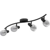 Eglo Deckenlampe Pollica, 4 flammige Deckenleuchte, Deckenstrahler aus Stahl und Rauchglas, Wohnzimmerlampe in Schwarz, Küchenlampe, Flurlampe, E14
