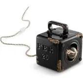 Licht-Erlebnisse Tischlampe Keramik 20 cm hoch Schwarz Shabby Antik E27 eckig Vintage Design Keramikleuchte