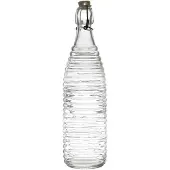WDMT Glas-Bügelverschlussflasche 1 Liter – Wasserflasche mit Rippenmuster – Transparent