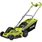 Ryobi - RLM18E40H Handgeführter Rasenmäher, Elektromotor, 1,8 kW Leistung, 40cm Schnittbreite, Radantrieb, Mulchmäher, Grasfang hinten