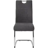 Hela Tische - 4er Set Freischwinger Esszimmerstuhl Alina - Bezug Webstoff Anthrazit - Metallgestell Chrom und Griffstange - Belastbarkeit 120 kg