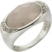 Zeeme Ring 925/- Sterling Silber Rosenquarz rosa Rhodiniert ZEEme Weiß