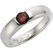 Jamelli Ring 925/- Sterling Silber Granat dunkelrot Glänzend Jamelli Silbergrau