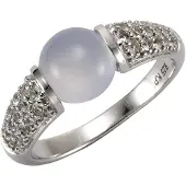 Jamelli Damenring mit Chalcedon Jamelli Blau/Weiß