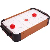 MCW Mini Air Hockey -J10, Tischspiel Lufthockey inklusive Zubehör, Holz 56x30x10cm