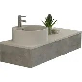 Jet-Line Badset BIEL Betonoptik 120x48x20,8 cm mit 2 Schubladen und rundem Waschbecken