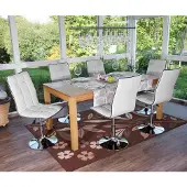 Mendler 6er-Set Esszimmerstuhl MCW-C41, Stuhl Küchenstuhl, höhenverstellbar drehbar, Kunstleder MVG- weiß