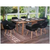 Mendler 6er-Set Esszimmerstuhl MCW-A50 II, Stuhl Küchenstuhl, Retro 50er Jahre Design Kunstleder, schwarz, helle Beine