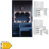 Vicco Schminktisch Sherry Weiß 120 cm mit LED Beleuchtung und Bank, Model 33952