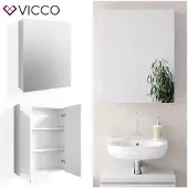 Vicco Badspiegelschrank Fredd Weiß Hochglanz 60 x 77 cm, Model 30381