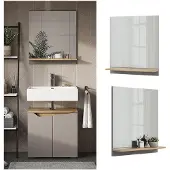 Vicco Badspiegel Marelle Greige 60 x 67 cm mit Regal, Model 47660