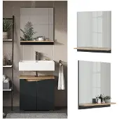 Vicco Badspiegel Marelle Anthrazit/Artisan 60 x 67 cm mit Regal, Model 47651