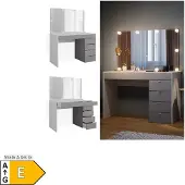 Vicco Schminktisch Elise Weiß/Grau/Grau 115 cm mit LED Beleuchtung, Model 41343