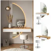 Vicco Schminktisch Melisa Weiß 120 cm mit LED Beleuchtung und Hocker, Model 40873