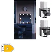 Vicco Schminktisch Sherry Anthrazit Hochglanz 90 cm mit LED Beleuchtung und Hocker, Model 40840