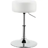 Juskys Schminktisch Hocker Tonia – Sitzhocker rund Ø 33 cm & höhenverstellbar 49 - 64 cm – ergonomischer Polsterhocker mit Kunstleder-Bezug in Weiß