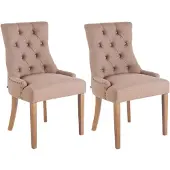 CLP 2er Set Esszimmerstuhl Aberdeen Stoff mit Gestell aus Kautschukholz taupe Gestell Farbe antik-hell