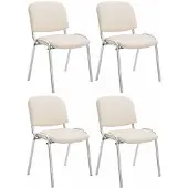 CLP 4er Set Stühle Ken Chrom Kunstleder creme
