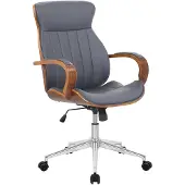 CLP Bürostuhl ergonomisch Melilla Höhenverstellbar und Drehbar | Farbe walnuss/grau