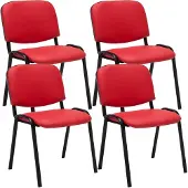 CLP 4er Set Besucherstuhl Ken Kunstleder stapelbar und mit modernem Design rot