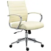 CLP Bürostuhl Oakland höhenverstellbar und drehbar | Farbe creme Material Kunstleder