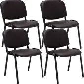 CLP 4er Set Besucherstuhl Ken Kunstleder stapelbar und mit modernem Design braun