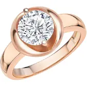 Zeeme Basic Ring Silber 925 rosé-vergoldet mit weiße Zirkonia-Stein 8mm