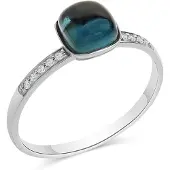 Diamonds by Ellen K. Ring 585 Gold Blautopas Diamant 0,054ct.