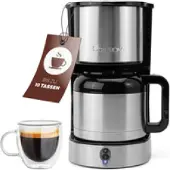 Clatronic Kaffeemaschine mit Thermoskanne für 8–10 Tassen Kaffee (ca. 1,2L) | Filterkaffeemaschine Edelstahl | doppelwandige Thermoskanne | kein Temperaturverlust | Kaffeemaschine 800W | KA 3805