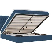 vidaXL Ottoman-Bett mit Matratzen & LEDs Blau 200x200 cm Stoff