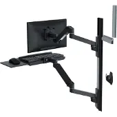 Ergotron Wandarbeitsplatz LX Pro, Tastaturablage und Monotorhalterung, bis 34″, neig-/schwenk-/drehbar, höhenverstellbar, VESA, Metall, schwarz