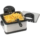 Bestron XL Öl-Fritteuse, 4 Liter, spülmaschinengeeignet, 2000 W, Farbe: silber
