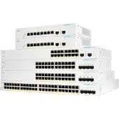 Cisco CBS220-48T-4X managed Layer2 Switch: - 16x10/100/1000 Base-T (RJ45) + 4x10GE SFP+ Uplink Ports, - Switching Capacity:176Gbps, incl. rack-&wallmount Kit, - kein stacking, kein PoE,