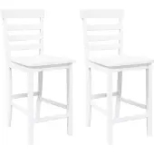 vidaXL Barhocker 2 Stk. Weiß Massivholz Gummibaum