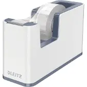 Leitz Klebefilmabroller WOW, ergonomisch, für Klebebandrollen mit B 19 mm x L 33 m, inkl. Klebeband, recycelbarer ABS-Kunststoff, weiß/grau