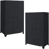 ECD-Germany 2Er Set Aktenschrank 75x40x120cm Anthrazit Stahl Freistehend