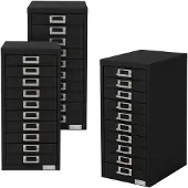 ECD-Germany 3Er Set Aktenschrank mit 10 Schubladen 28x38x60cm Schwarz